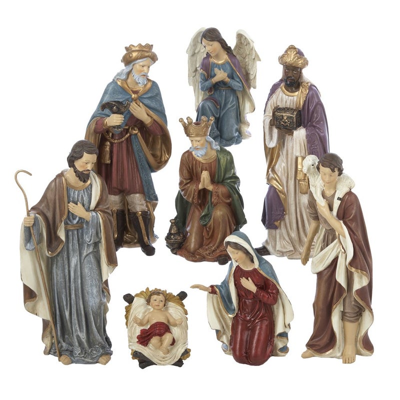 Kurt S. Adler Kurt Adler Resin Nativity Figurine Set, 9-Inch, Set of 8 - Image 1